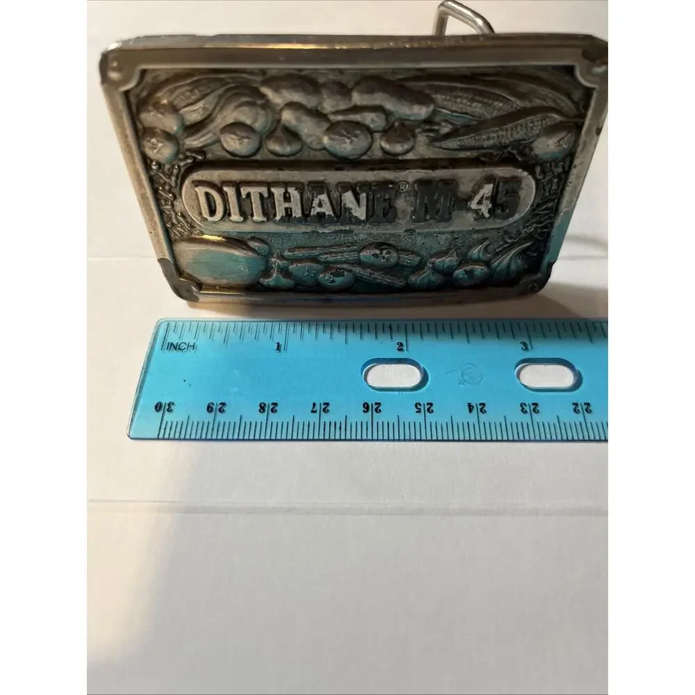 Vintage Dithane M-45 Belt Buckle Rohm & Haas Agriculture Koleaco Dallas Silver